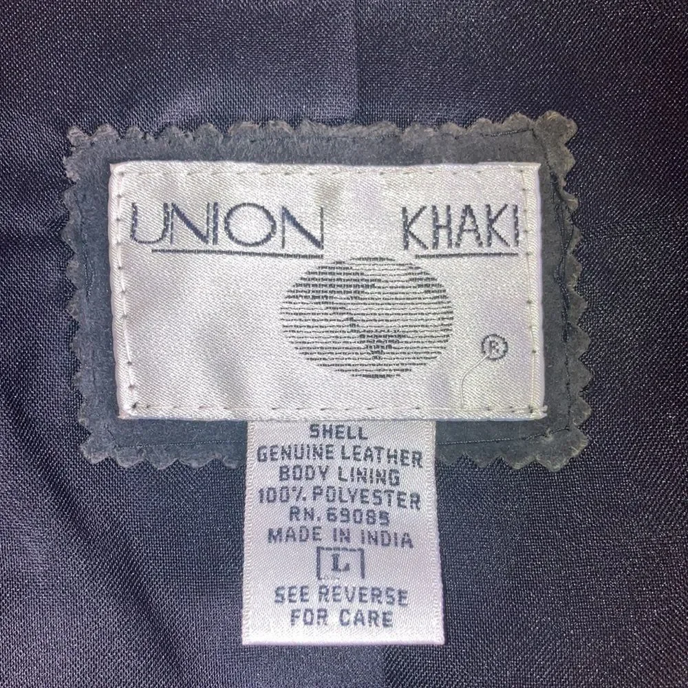 Vintage Unisex Union Khaki Leather Patch Vest Size Large